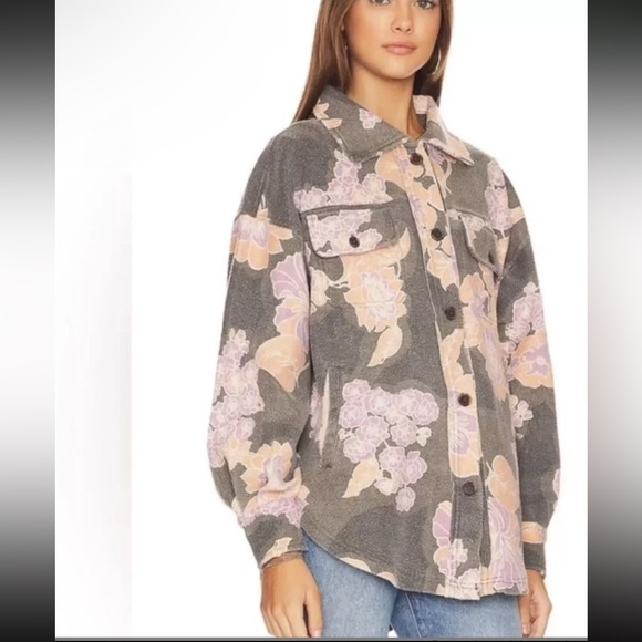 NWT - Free People - Printed Ruby Jacket Shacket Charcoal Combo - Size Medium - Picture 3 of 8